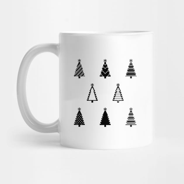 Cute 8 Bit Pixel Christmas Trees by Wolfkin Design